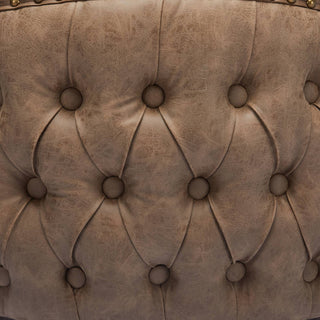 Hand-pulled buckle decoration PU Dining Chair,Accent Leisure Chair, Mid-Century Modern Arm Chair with Solid Wood Armrests and Legs, 1-Seat Cushioned Sofa for Living Room Bedroom,Brown color,SW1865BR