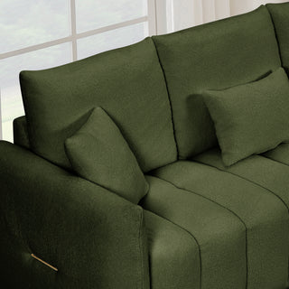 80.7 Inch Premium Teddy Fabric Sofa with 3 Back Pillows & 3 Cushions, Solid Wood Frame, 3-Seat Sofa with Oversized Upholstered Chair for Living Room, Bedroom, Apartment & Office