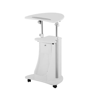 Deluxe Sit-to-Stand Rolling Laptop Cart, White