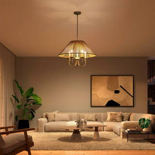 15cm Down Rod Pendant Light, Beige Paper Rope Lampshade with Iron, 12cm Canopy, Boho Hanging Ceiling Light for Dining Room Kitchen Living Room