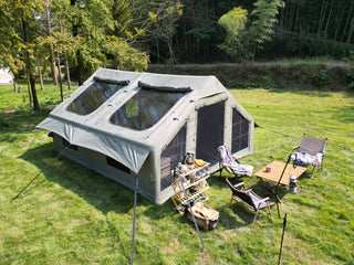 Inflatable Cabin Tent 9.8' x 13', 5-Min Setup, Sleeps 4, Army Green