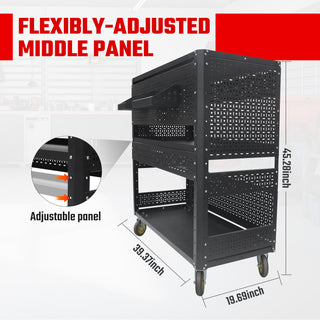 3-Tier Rolling Utility Cart | DIY Detachable Tool Cart with Steel Pegboard