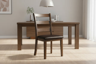 Transitional 5-Piece Dining Table Set with 4 Padded Chairs - Walnut and Dark Brown Finish Wooden Kitchen Table - Industrial Grade Modern Dining Room Furniture Set with Padded Seats - Heavy Duty 5pc Kitchen Set