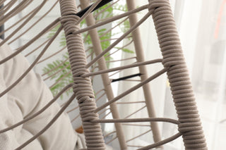 
Outdoor Egg-shaped Hanging Chair with Stand, Patio Egg-shaped Swing Chair, Indoor Rocking Chair, Outdoor Hammock Egg-shaped Chair, Beige
