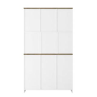 Farmhouse Bar Cabinet with Sliding Barn Door, Large Kitchen BuffetRustic Coffee Bar Sideboard Table,White