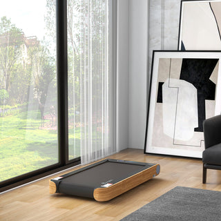 Soozier Under Desk Treadmill – 2.5HP Portable Walking Pad with Bluetooth Speaker, Remote Control, LED Display, 265 lbs Capacity, Wood Look for Home Gym & Office