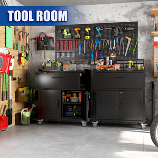 Rolling Metal Tool Storage Cabinet | Lockable Garage Storage Cabinet with Wheels