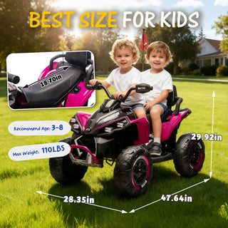 24V Kids Ride On Electric XXXL ATV with Parent Remote Control – 4-Wheel Shock Absorber, Bluetooth, Music & Lights – Speeds up to 3.73MPH (Ages 3-12)
