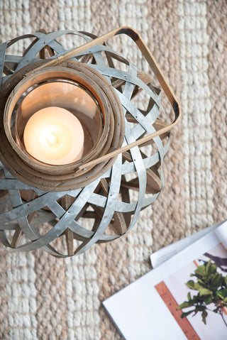 Decorative Lantern with Handle, Wooden Lantern for Indoor Outdoor