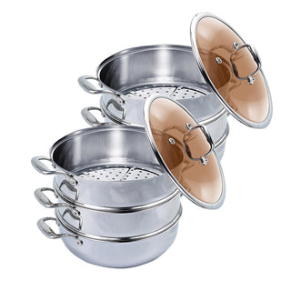 SOGA  3 Tier 30cm Stainless Steel Food Steamer