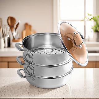 SOGA  3 Tier 30cm Stainless Steel Food Steamer