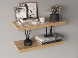 Ecco 31.5' Wide Floating Shelves Set Of 2, Shelves For Wall Decor For Bedroom, Bathroom Storage Shelves, Book Shelves For Living Room Macadamia