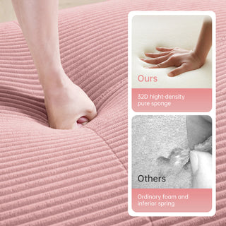 82'' Pink Modular Corduroy Loveseat | Curved Armrest Cloud Sofa
