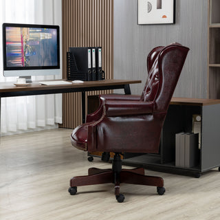 UMLO-Series Executive Command: High-Back Ergonomic Reclining Module – Ultra-Density Thick-Padded Interface, Precision Glide Caster System & High-Saturation PU Leather (Burgundy