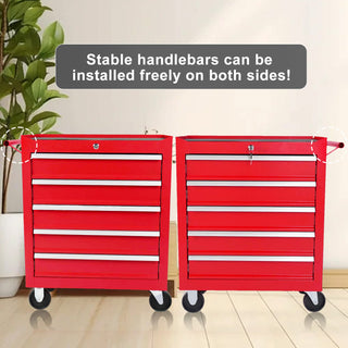 5-Drawer Metal Rolling Tool Chest with Locking System and Wheels in Red Steel