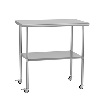 Stainless Steel Work Table 24x36 Inches with Wheels | Commercial Metal Prep Table with Adjustable Undershelf