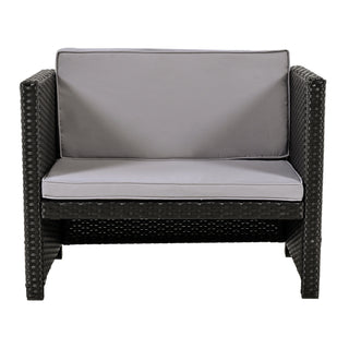 Spa Surround Spa Frame Quadrilateral Outdoor Rattan Sectional Sofa Set with Mini Sofa, Wooden Seats and Storage Spaces, Grey