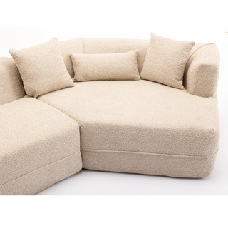 [VIDEO PROVIDED][ New And Upgraded Extended Edition]Modular sofa , modern minimalist style sofa,  upholstered ,  free combination, round fiber fabric, anti-wrinkle fabric,Dimension extension,Brown