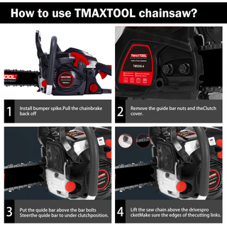 TMAXTOOL 62cc Powerful 20 inch Gas Chainsaw with 2 Stroke - Perfect for Pruning, Limbing, and Sawmill Operations-black