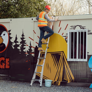 Multi-Position Foldable Aluminum Ladder, A-Frame and Straight Ladder, Grey, 17ft, 250lbs Capacity