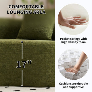 Forest Green LY-025 Curved Modular Sectional - 110" Full Compression Sponge Sofa