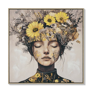 Beauty Posters Beauty lady Wall Art Gold and White Floral Canvas Artwork for Living Room Modern Photo Prints for Home 24x24 Inch Bedroom Pictures Wall Decor