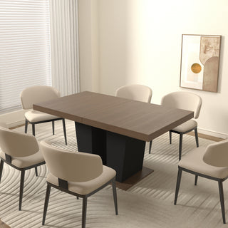 6-Piece Dark Cherry Dining Table Set with Bench – Functional Storage Drawers, 4 Chenille Upholstered Side Chairs, Heavy Duty Rectangular Wooden Dining Set for 6, Classic Kitchen &amp; Dining Room Furniture