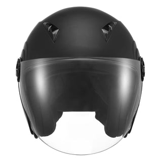 Motorcycle Helmet, 3/4 Open Face, Adult Motocross Dirt Bike Helmet with Clear Visor, Comfortable Motorbike Racing Street with Detachable Liner for Men & Women, DOT Approved, (Matte Black, L)
