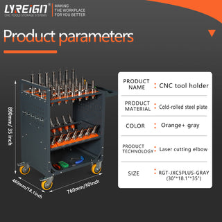 Grey CNC Tool Cart | CAT40 & BT40 Tool Holder Trolley (35 Capacity)