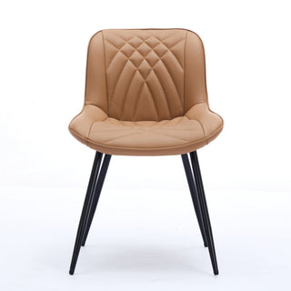 Dining Chairs Set of 2 Mid Century Modern Kitchen Chair Comfortable Upholstered Faux Leather Dinner Chairs for Kitchen Dining Room, Khaki