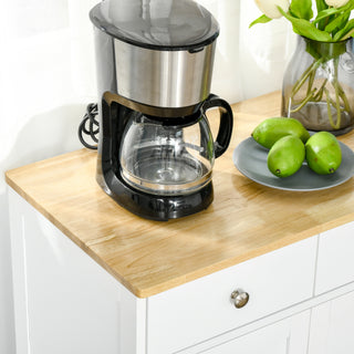 HOMCOM Sideboard Buffet Cabinet, 2-Doors Door Kitchen Cabinet, Coffee Bar Storage with 2 Drawers, Adjustable Shelf for Living Room and Hallway, White