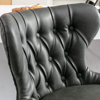 Swivel PU Barstools with Adjustable Seat Height (25-33 Inch), Modern Upholstered Chrome Base Bar Stools with Backs, Comfortable Tufted Design for Home, Pub, and Kitchen Island, Olive Green, SW1844GY