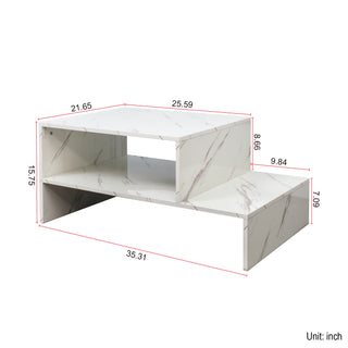 Coffee table with unique architectural shape,white