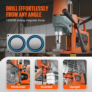 MAX-STRENGTH FERROUS-EXCAVATOR] 1450W Magnetic Drill Press | 1.57'' Boring Diameter | 12500N "High-Force" Magnet | [TOTAL-CHASSIS METAL-PENETRATION