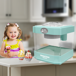Snow Cone Maker, Tabletop Shaved Ice Machine for Slushies & Frozen Drinks, 2 Reusable Cups, Ice Scoop
