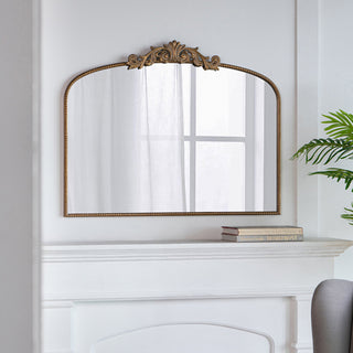 40' x 31' Classic Gold Arch Mirror with Baroque Frame for Living Room Bathroom Entryway Console