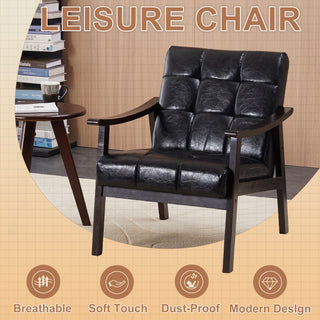 Medieval-inspired modern armchair with high back (Antique Black ) upholstered chair, solid wood legs, leisure reading chair suitable for living room or bedroom.