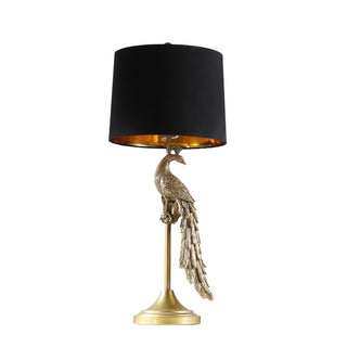 29" Golden Peacock Pedestal Table Lamp, UL Listed
