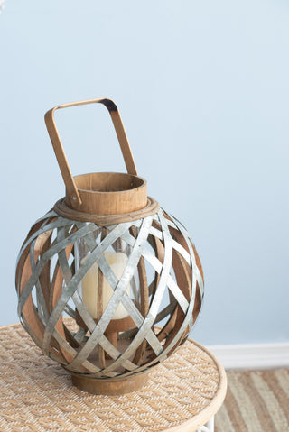 Decorative Lantern with Handle, Wooden Lantern for Indoor Outdoor
