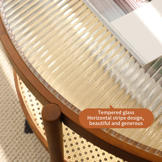 Modern Farmhouse Living Room Coffee Table Set, Stylish and Elegant Nesting Round Wooden Table,Side End table set for Living Room,Bedroom-1pc End Table