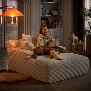 Oversized Chaise Lounge Chair Indoor – Modern Corduroy Upholstered Sleeper Sofa, No Assembly Required, Comfy Lounge Couch for Living Room or Office