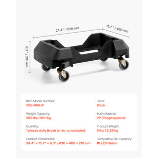Slim trash can dolly, view 8