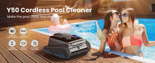 Y50 Cordless Robotic Pool Vacuum Cleaner – Powerful Suction, Automatic Wall Climbing, Hands-Free Debris Removal for In-Ground & Above-Ground Pools