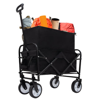 Minimeetall Collapsible Foldable Wagon Cart, Heavy Duty Utility Beach & Grocery Cart, Supports 225 lbs, Portable for Camping, Shopping & Sports
