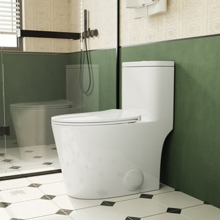 1.1/1.6 GPF Elongated Comfort Height Floor Mounted One-Piece Toilet ,  CUPC Certified, WaterSense Cetified, Ceramic, White Color, Soft Close Seat
