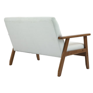 COOLMORE Mid-Century Modern Solid Loveseat Sofa Upholstered Linen Loveseat, 2-Seat Upholstered Loveseat Sofa Modern Couch