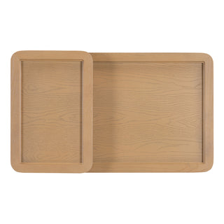 Modern 2 Piece Nesting Rattan Wood+ MDF Coffee Table Set in Natural