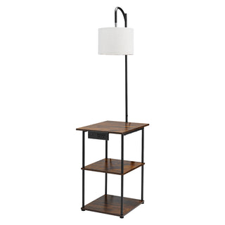 3-in-1 Floor Lamp End Table with USB & Type-C Charging Ports