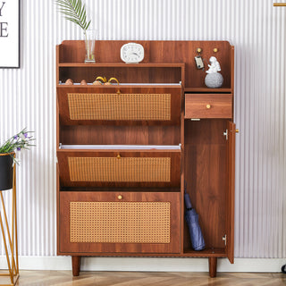 Modern Minimalist Storage Cabinet – Japanese Rattan Shoe Cabinet, Bed Top Cabinet, Small Home Furniture for Corridors and Living Rooms (GZ-DI-03)