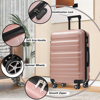 Hardshell ABS Luggage Set - Lightweight & Durable Suitcases with Dual Spinner Wheels, Carry-On & Check-In Sizes for Travel & Business
